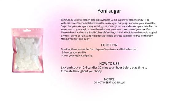 Yoni doces de açúcar 100% natural branco cristalino doce sexy a granel Yoni doces logotipo personalizado