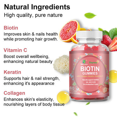 Marca privada Biotina gomas de cabelo Pele e unhas Vitaminas Suplemento de biotina Doces gomosos