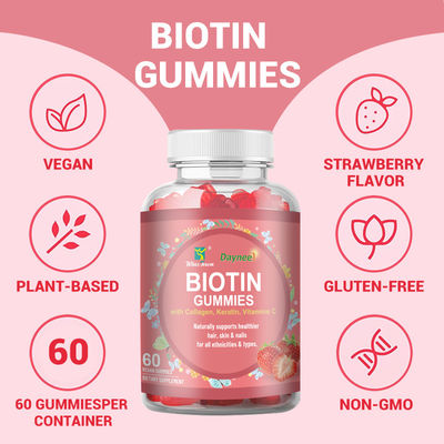Marca privada Biotina gomas de cabelo Pele e unhas Vitaminas Suplemento de biotina Doces gomosos