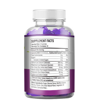 24 meses Prazo de validade Calcio D3 Vitamina Magnésio Gumas para apoio ao desenvolvimento ósseo