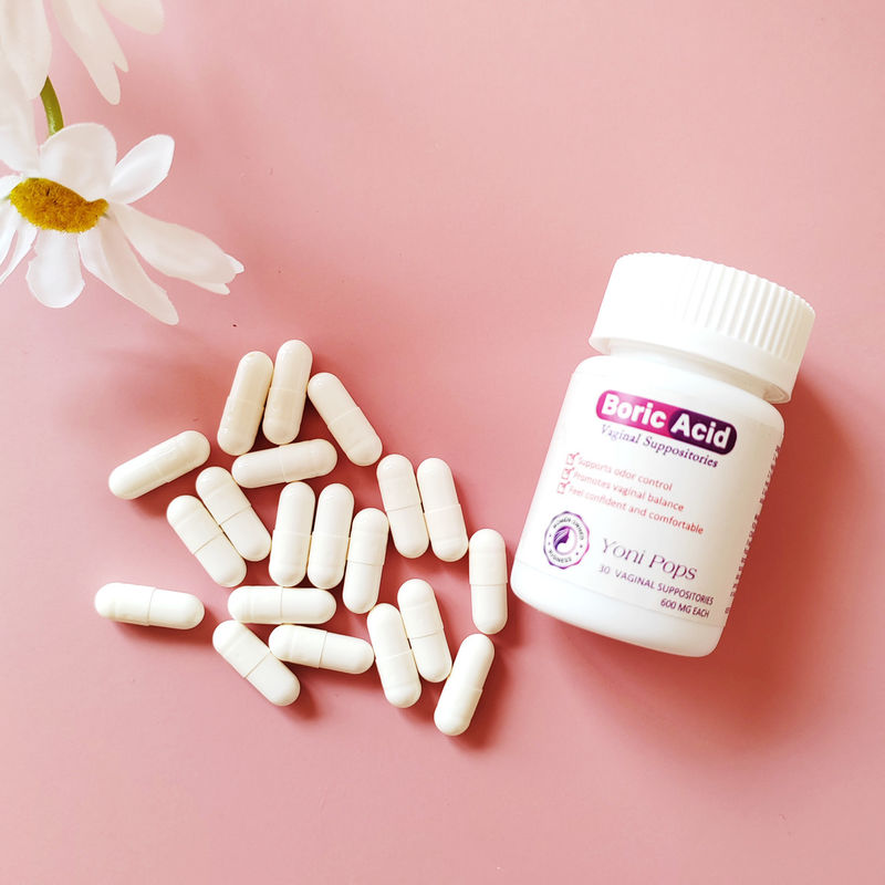 Restaurar o equilíbrio do pH vaginal com 600 mg/pcs de pílulas Yoni Pops e supositórios de ácido bórico